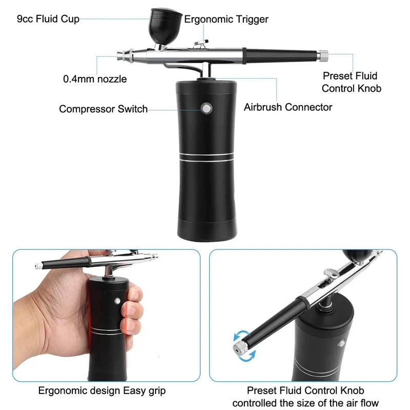 Airbrush Kit | Double-Action Precision & Wireless | USB Rechargeable