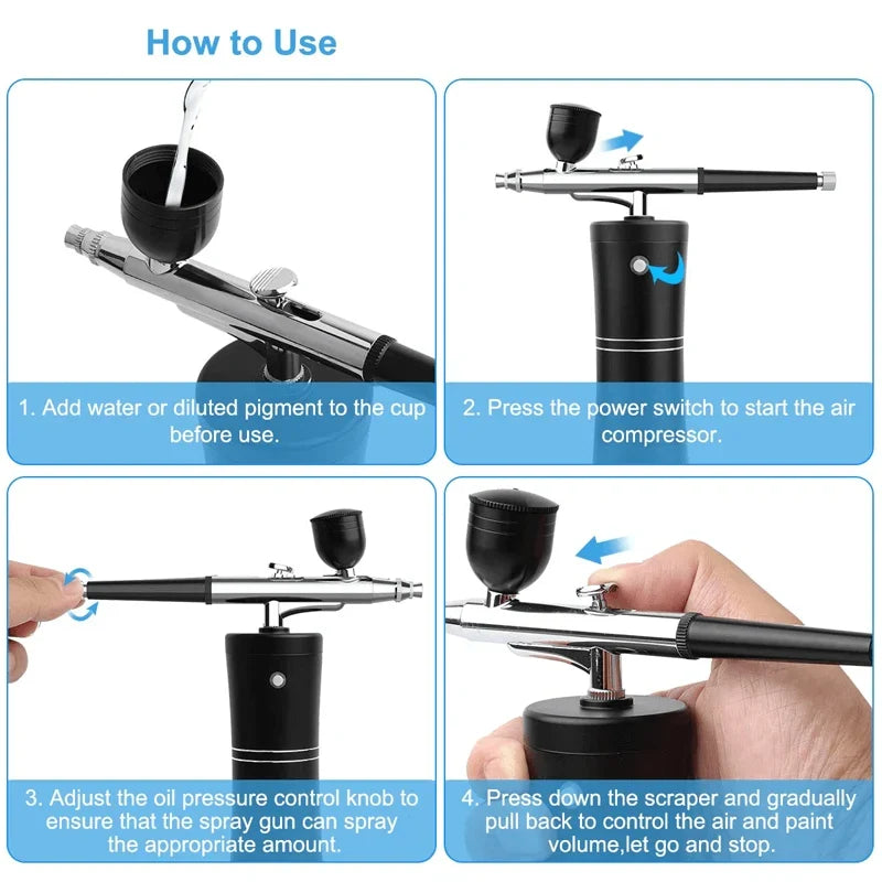 Airbrush Kit | Double-Action Precision & Wireless | USB Rechargeable