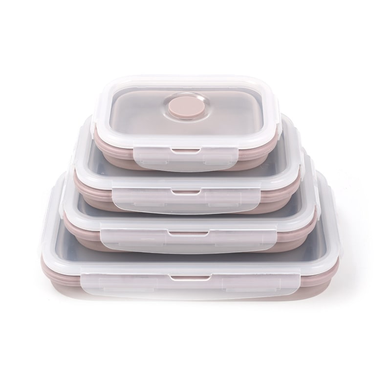 Airtight Plastic Food Storage Containers with Microwave Safe Silicone Lids Collapsible and Foldable
