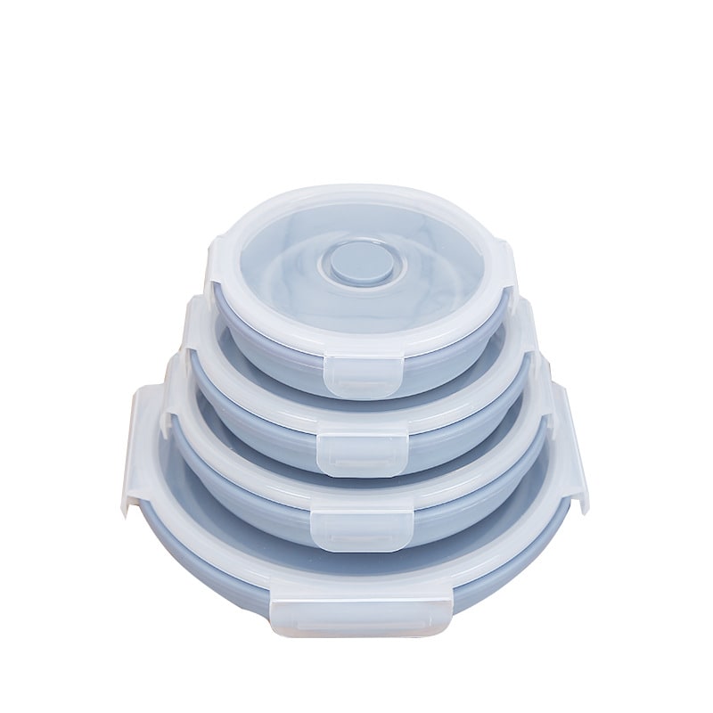 Airtight Plastic Food Storage Containers with Microwave Safe Silicone Lids Collapsible and Foldable