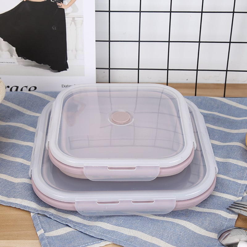 Airtight Plastic Food Storage Containers with Microwave Safe Silicone Lids Collapsible and Foldable