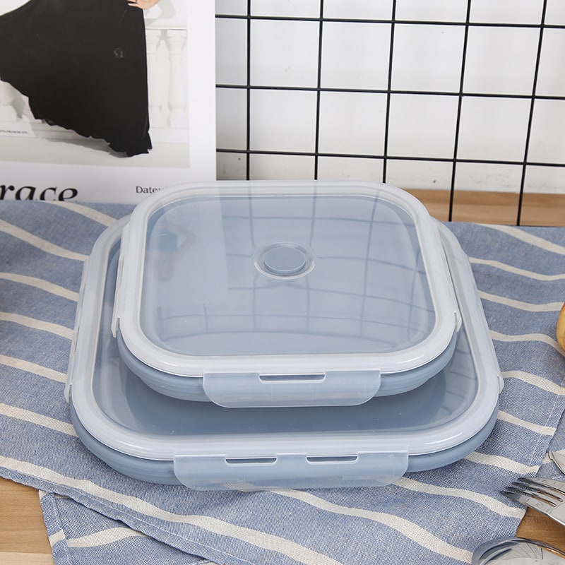 Airtight Plastic Food Storage Containers with Microwave Safe Silicone Lids Collapsible and Foldable
