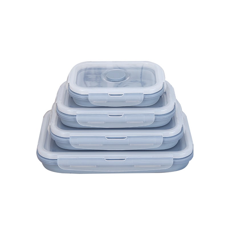 Airtight Plastic Food Storage Containers with Microwave Safe Silicone Lids Collapsible and Foldable