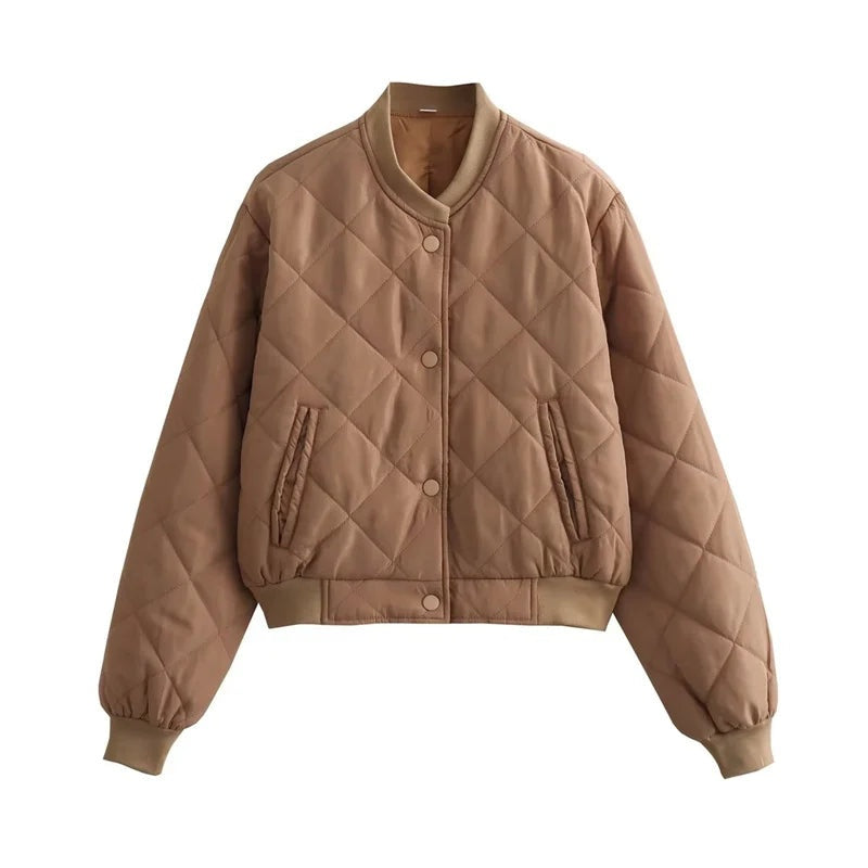 Fiona | Women's Quilted Bomber Jacket Crew Neck