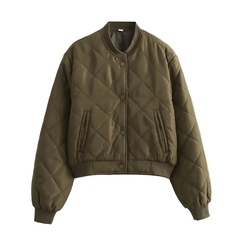 Fiona | Women's Quilted Bomber Jacket Crew Neck