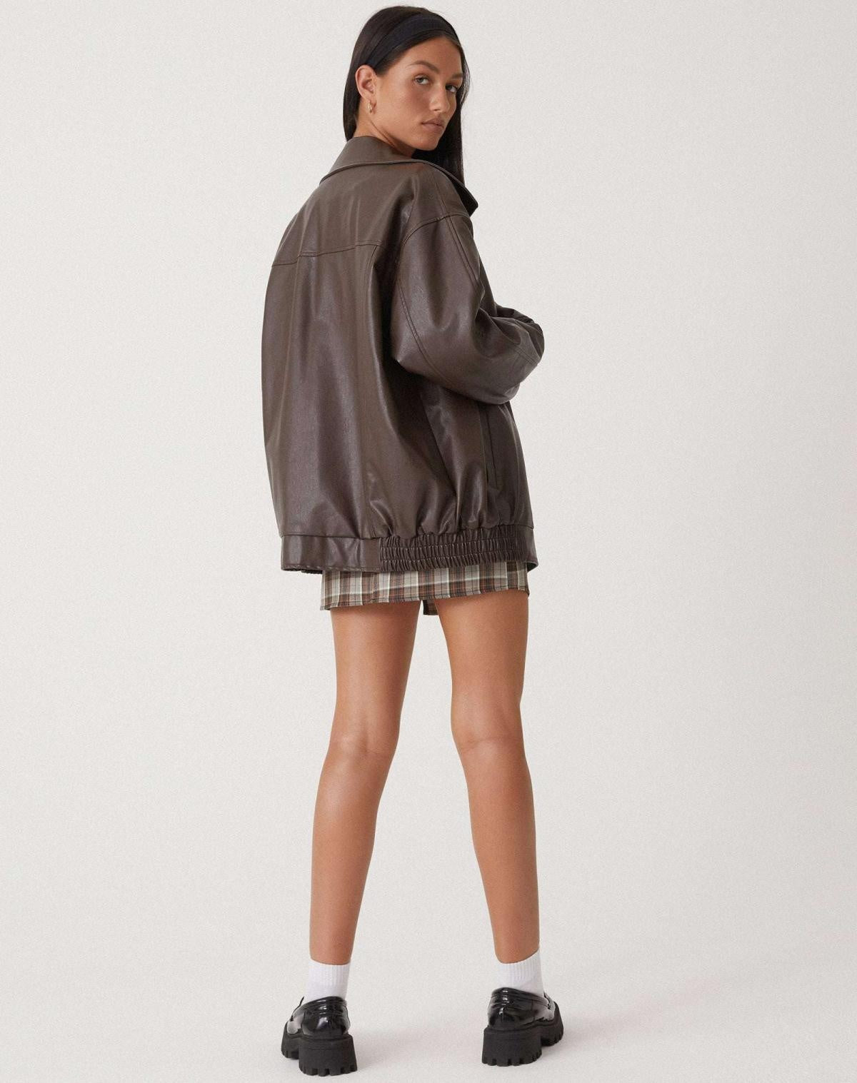 Diana | Women's Oversized Faux Leather Jacket Biker Zip Up