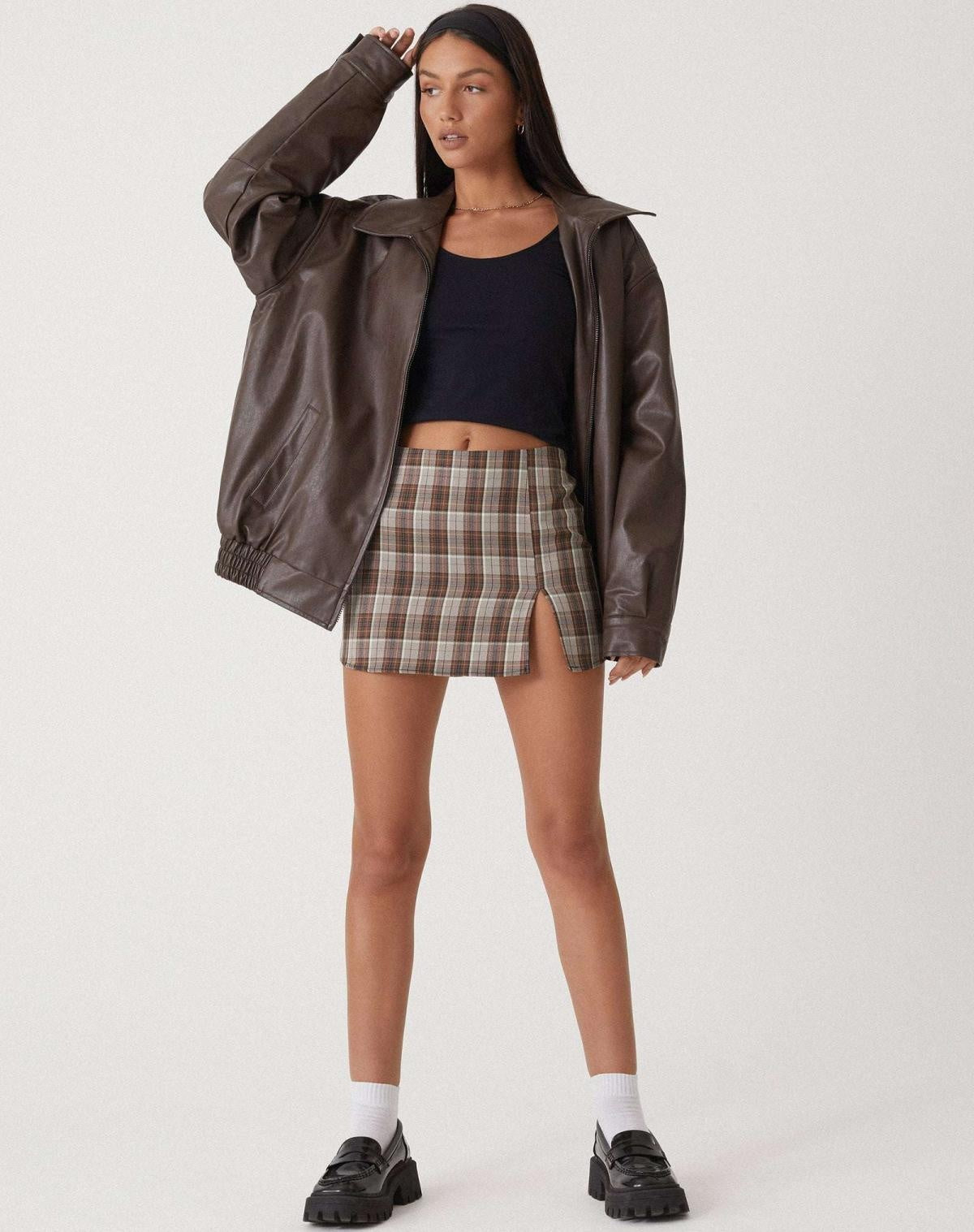 Diana | Women's Oversized Faux Leather Jacket Biker Zip Up