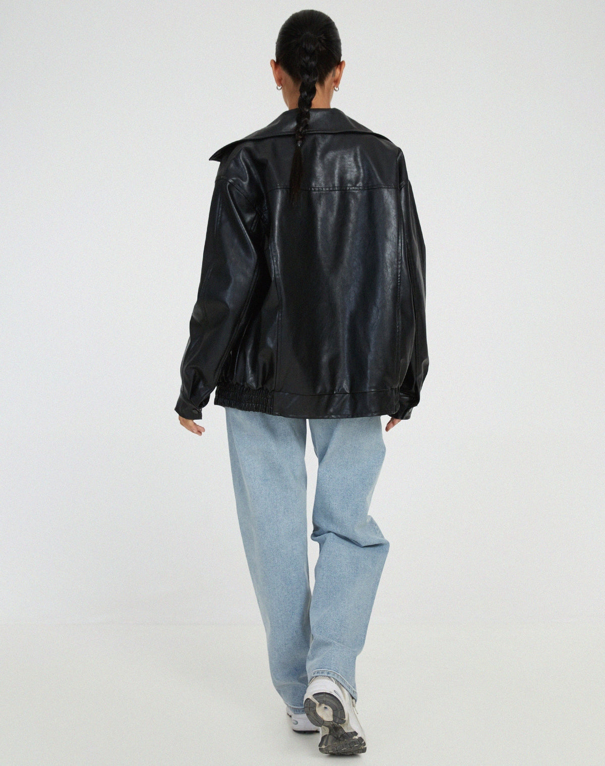 Diana | Women's Oversized Faux Leather Jacket Biker Zip Up
