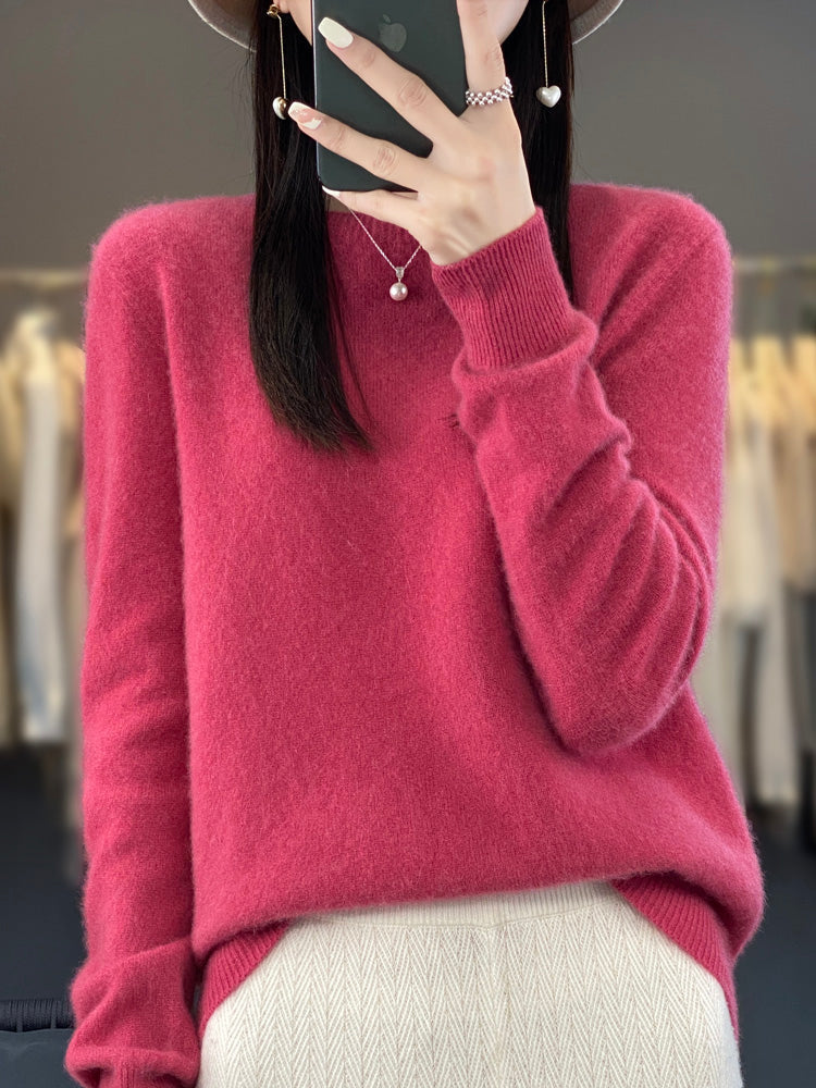 Women's Relaxed Fit Knit Pullover Sweater | Soft Brushed Crew Neck, Long Sleeves, Easy Layering | Sizes S-XL | 14 Colors