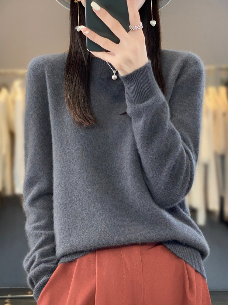 Women's Relaxed Fit Knit Pullover Sweater | Soft Brushed Crew Neck, Long Sleeves, Easy Layering | Sizes S-XL | 14 Colors