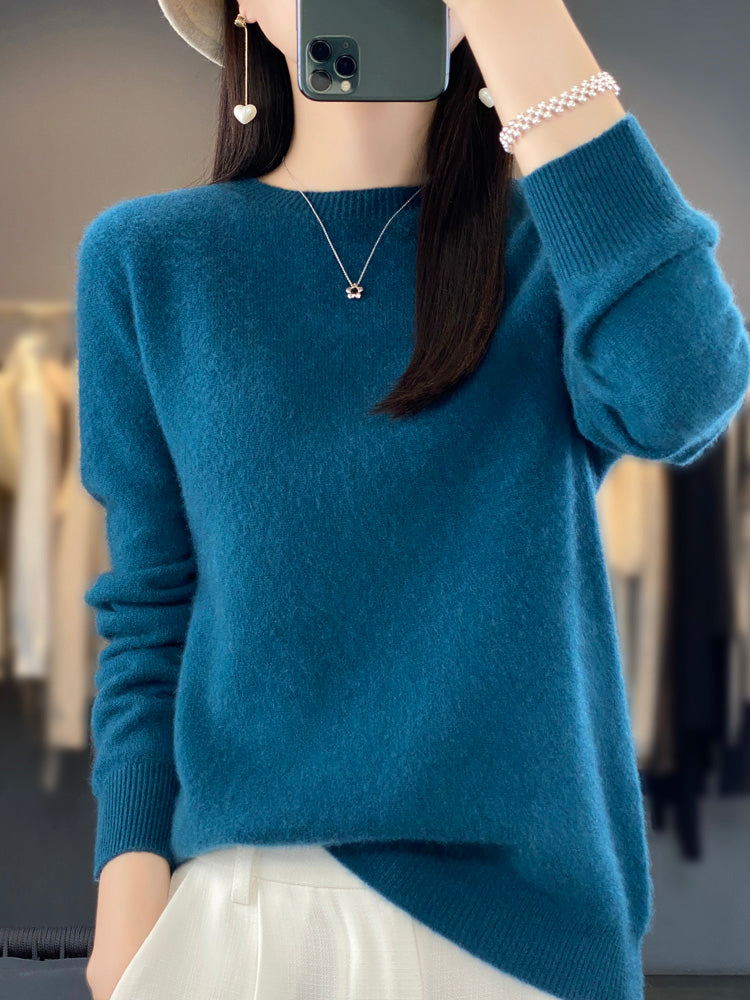 Women's Relaxed Fit Knit Pullover Sweater | Soft Brushed Crew Neck, Long Sleeves, Easy Layering | Sizes S-XL | 14 Colors