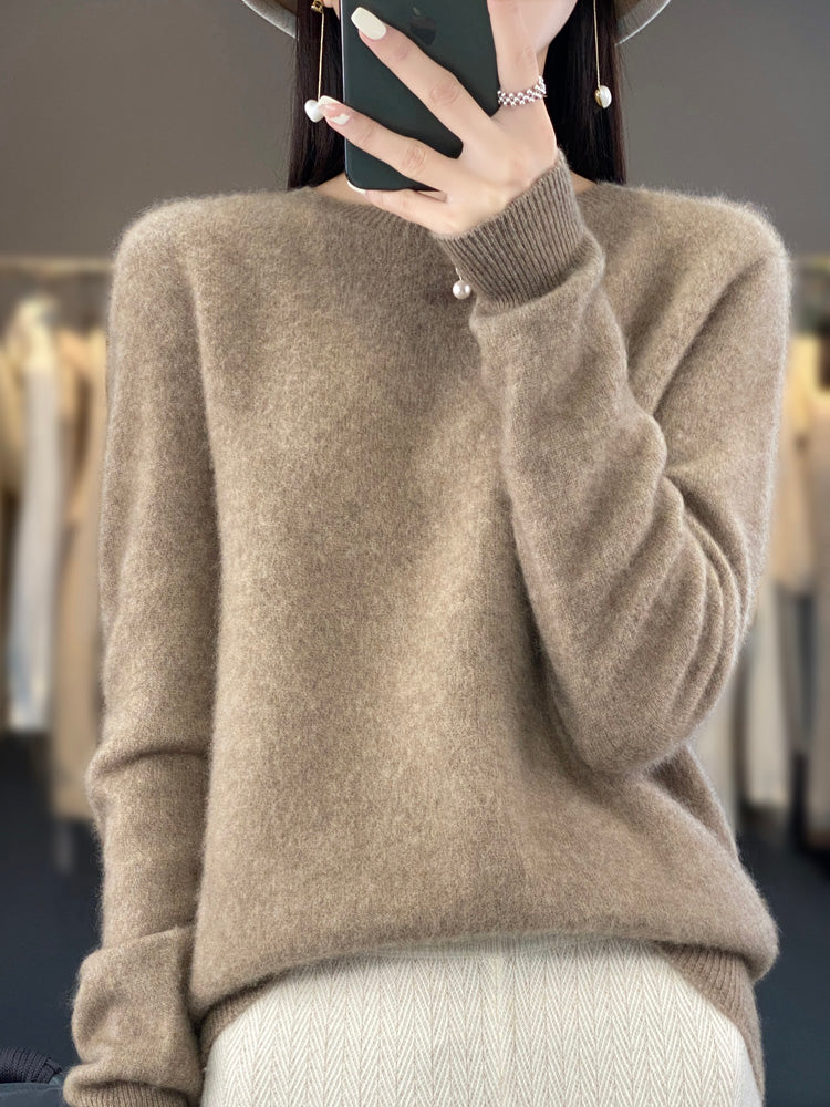 Women's Relaxed Fit Knit Pullover Sweater | Soft Brushed Crew Neck, Long Sleeves, Easy Layering | Sizes S-XL | 14 Colors
