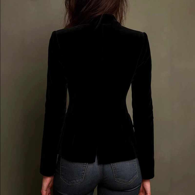 Alessia - Women's Velvet Blazer with Embroidered Floral Lapels