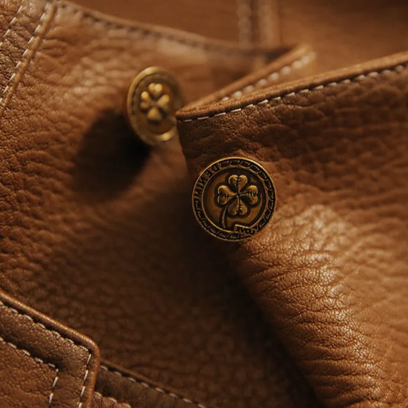 Clothilde | Vintage Lapel Collar Leather Jacket