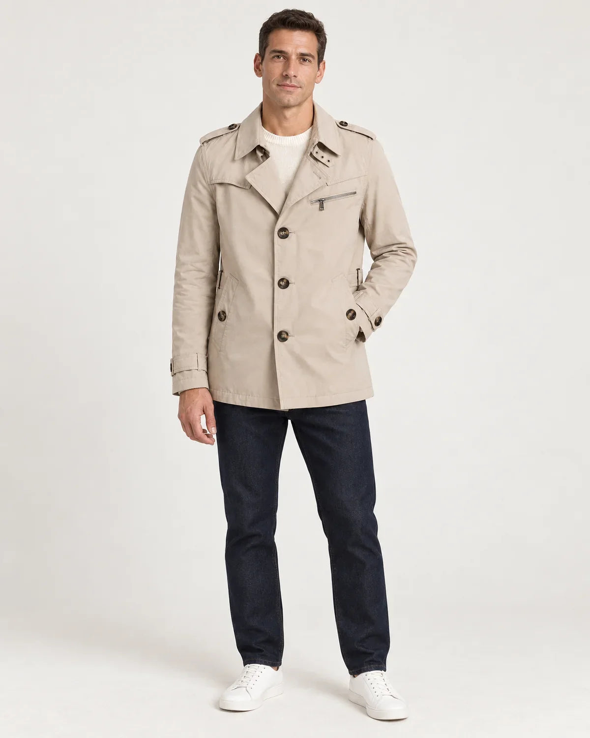 Declan | Men's Short Double-Breasted Trench Coat