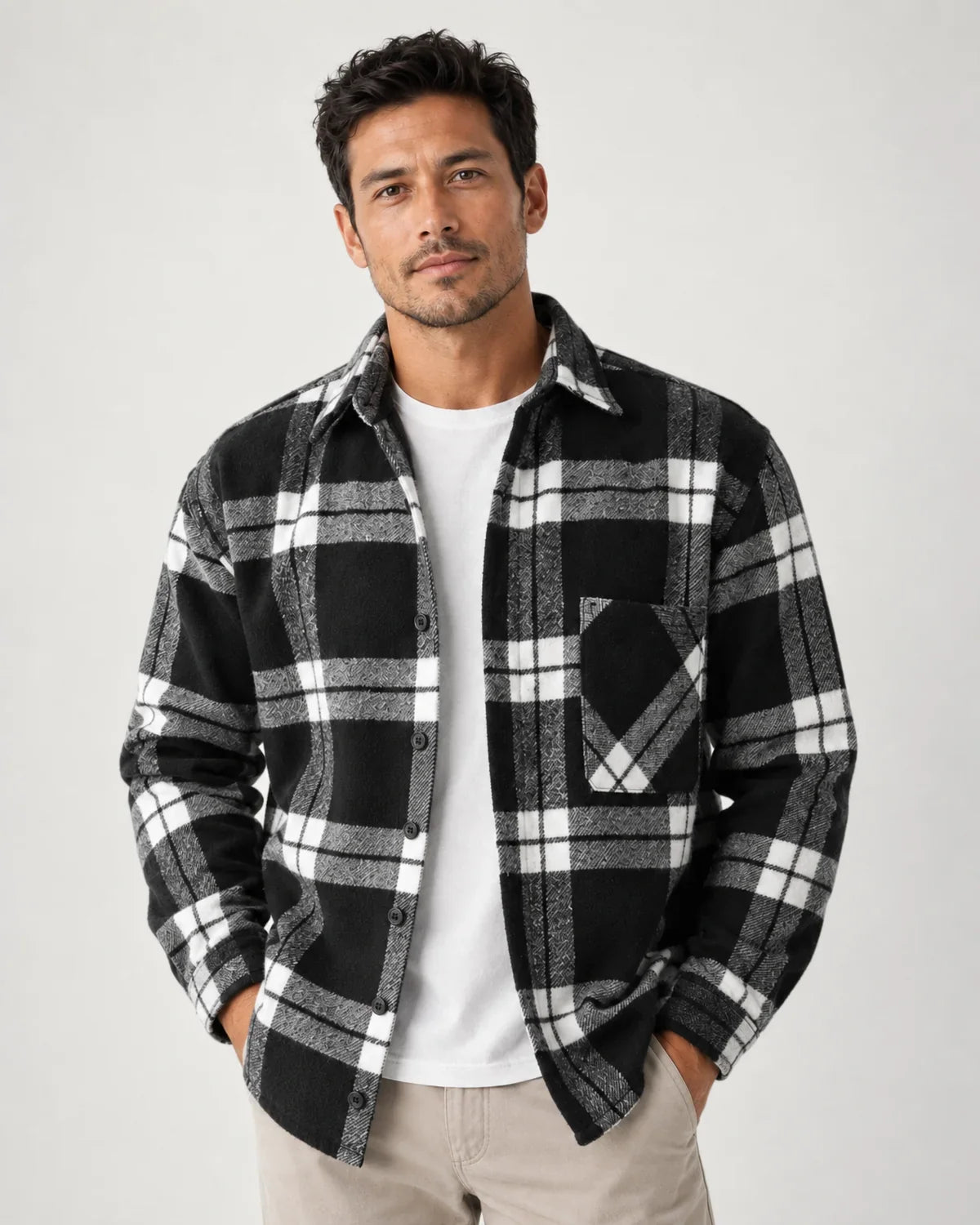 Emmett | Men's Plaid Shirt Jacket with Chest Pocket