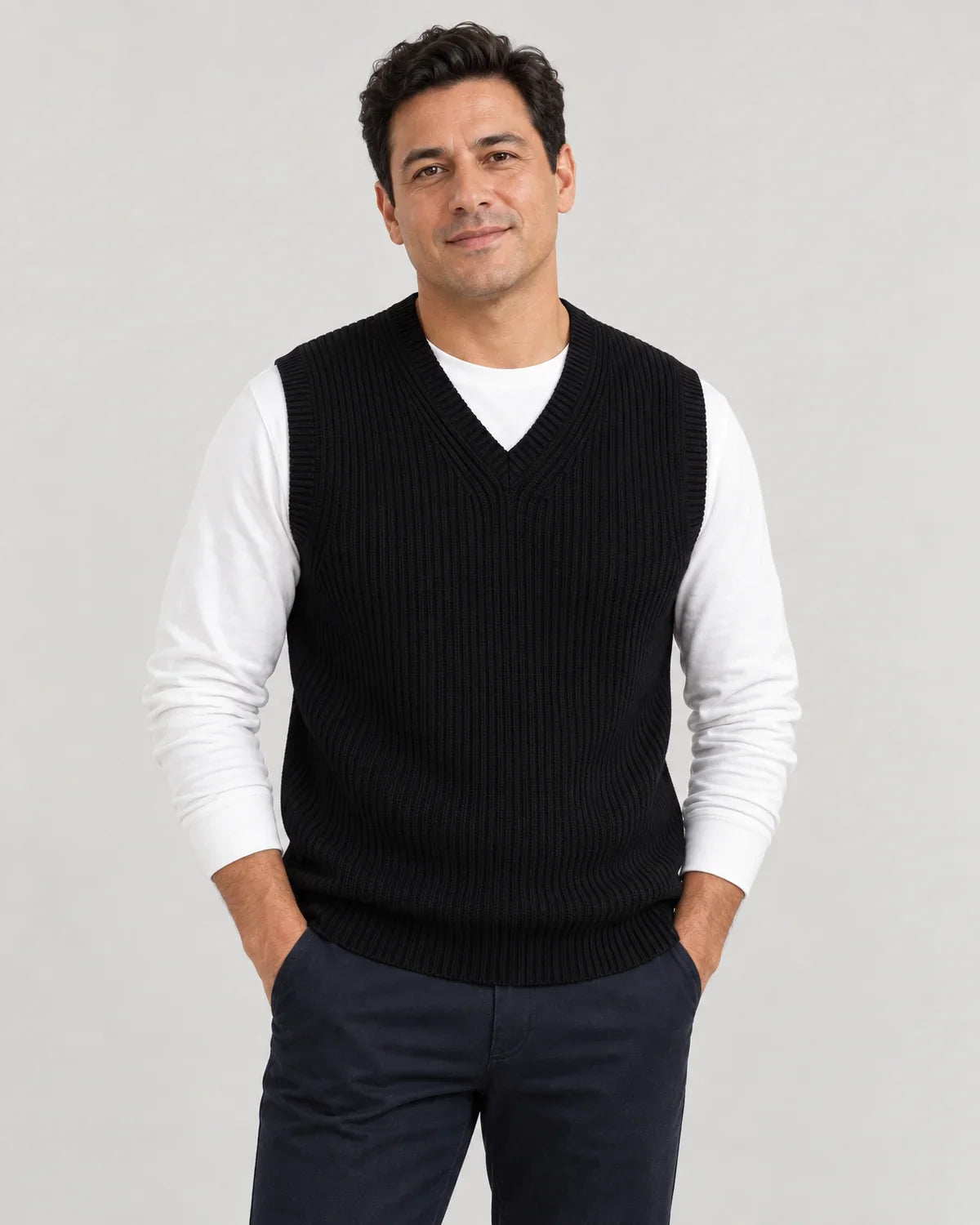 Ellis | Men's Ribbed V-Neck Sweater Vest