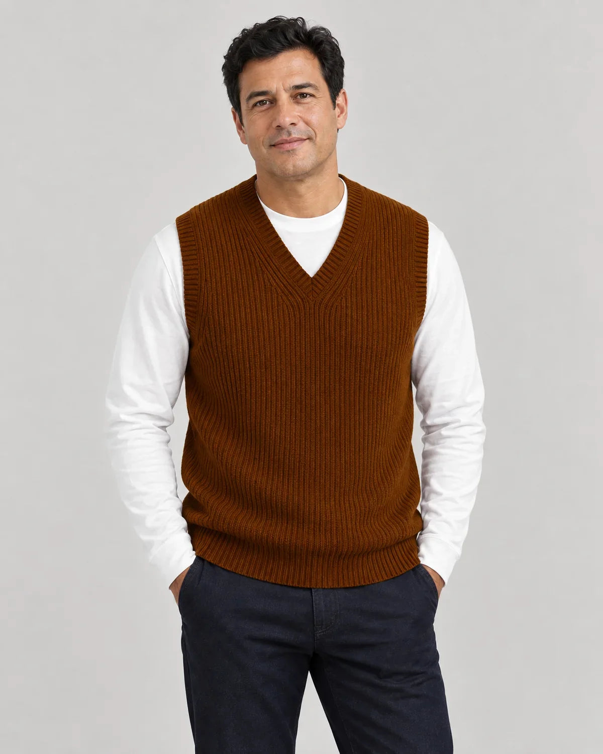Ellis | Men's Ribbed V-Neck Sweater Vest