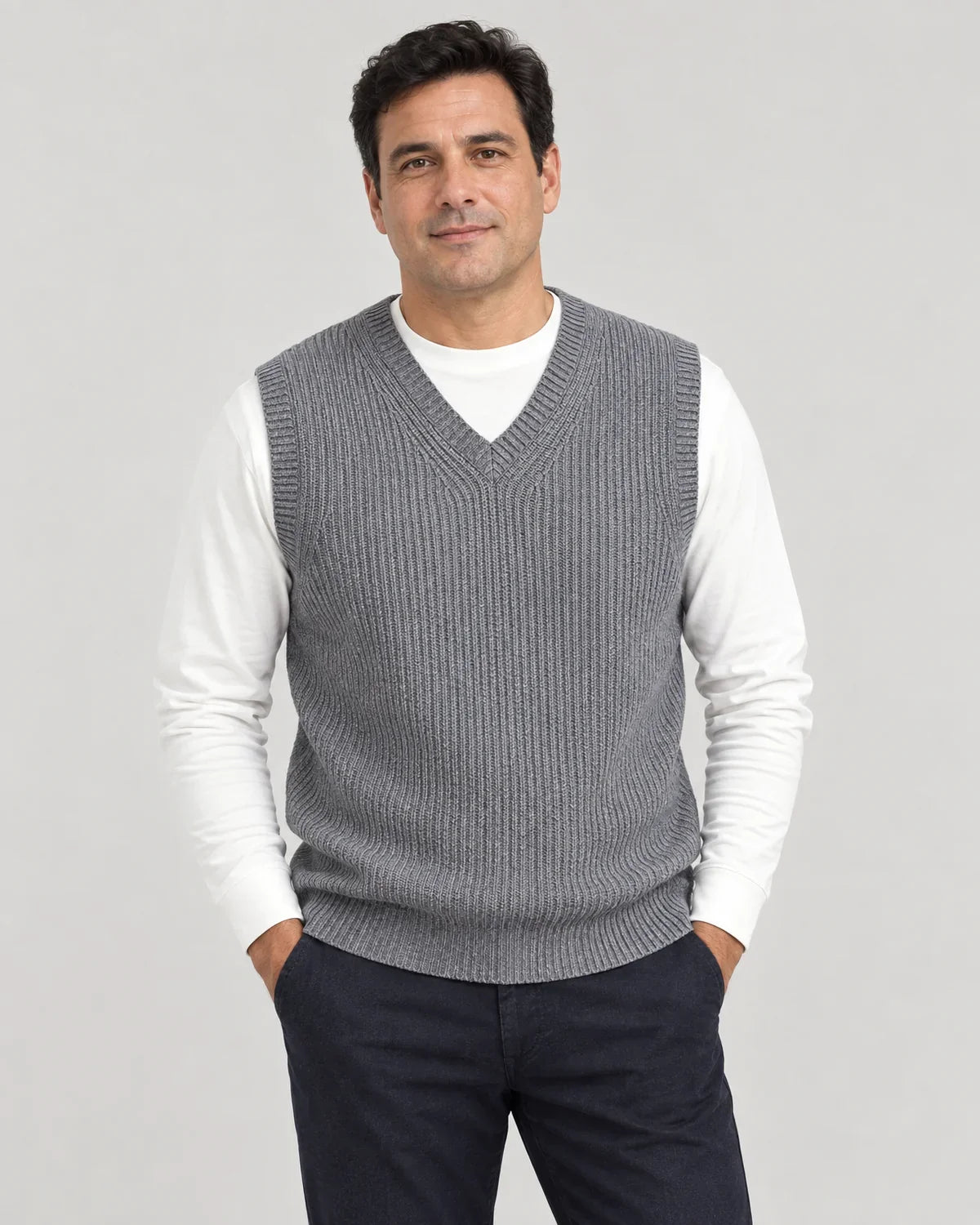 Ellis | Men's Ribbed V-Neck Sweater Vest