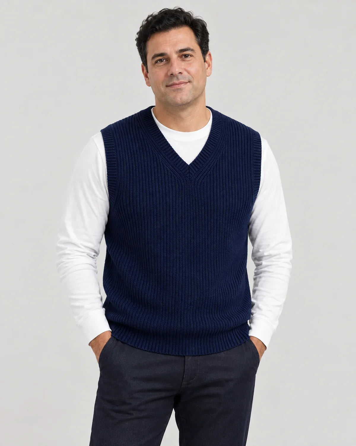 Ellis | Men's Ribbed V-Neck Sweater Vest