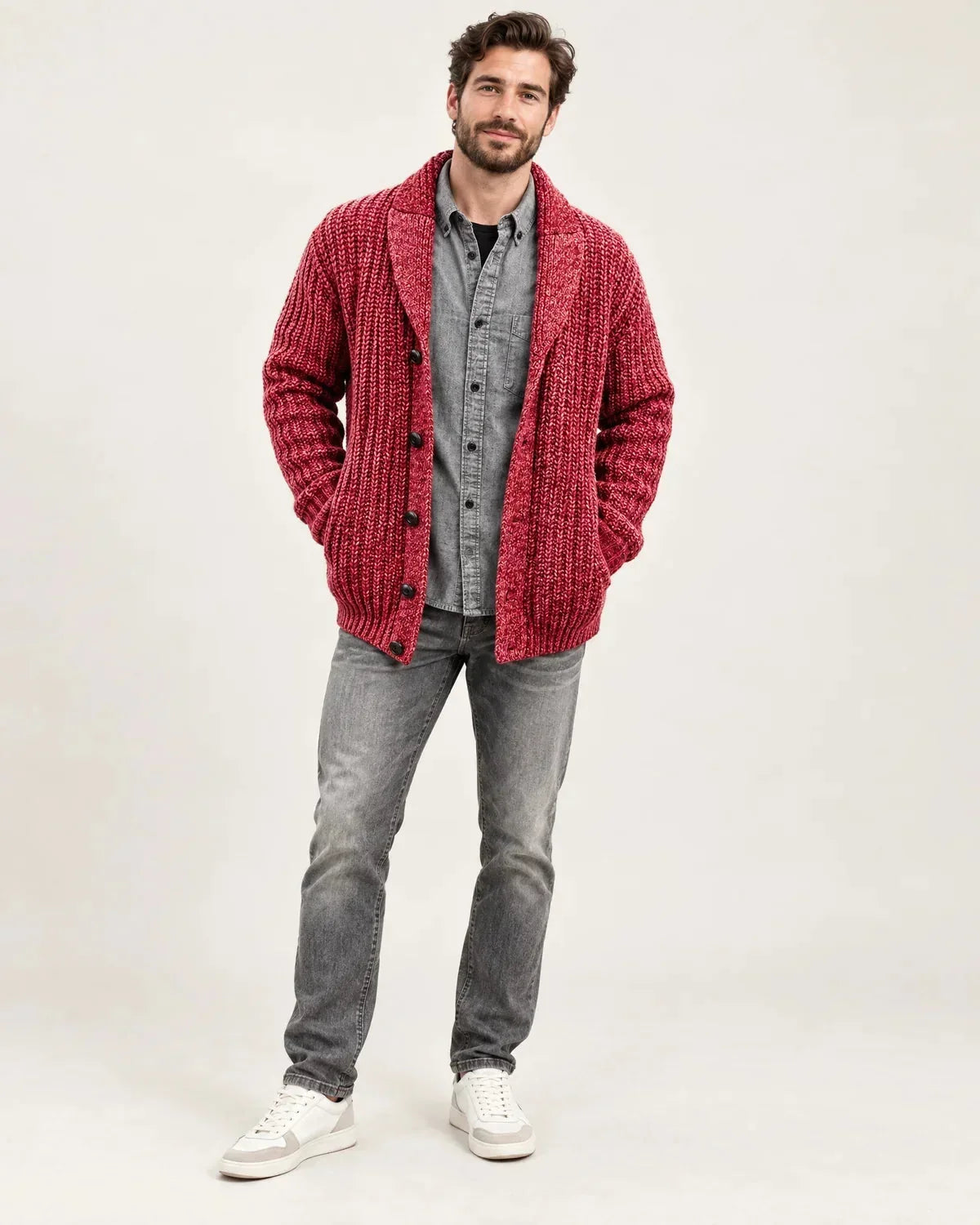 Anselm | Men's Shawl Collar Cardigan Button Front