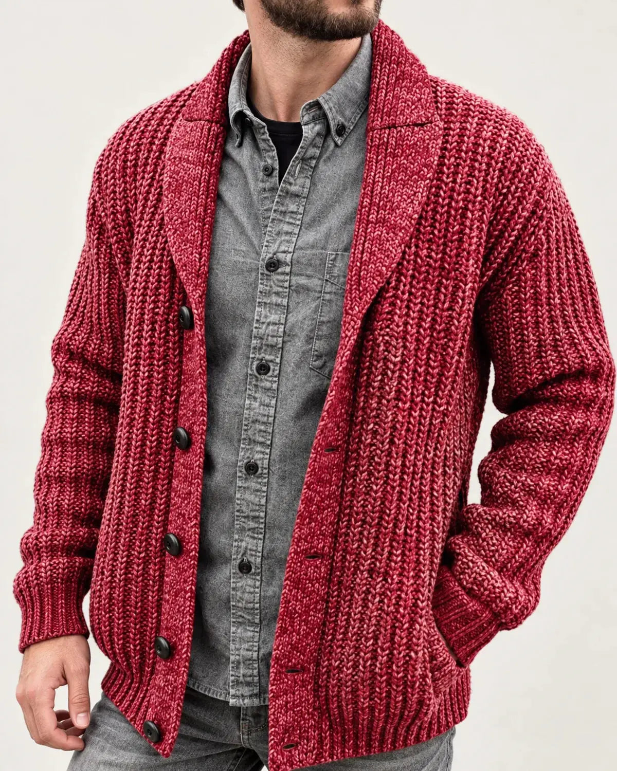 Anselm | Men's Shawl Collar Cardigan Button Front
