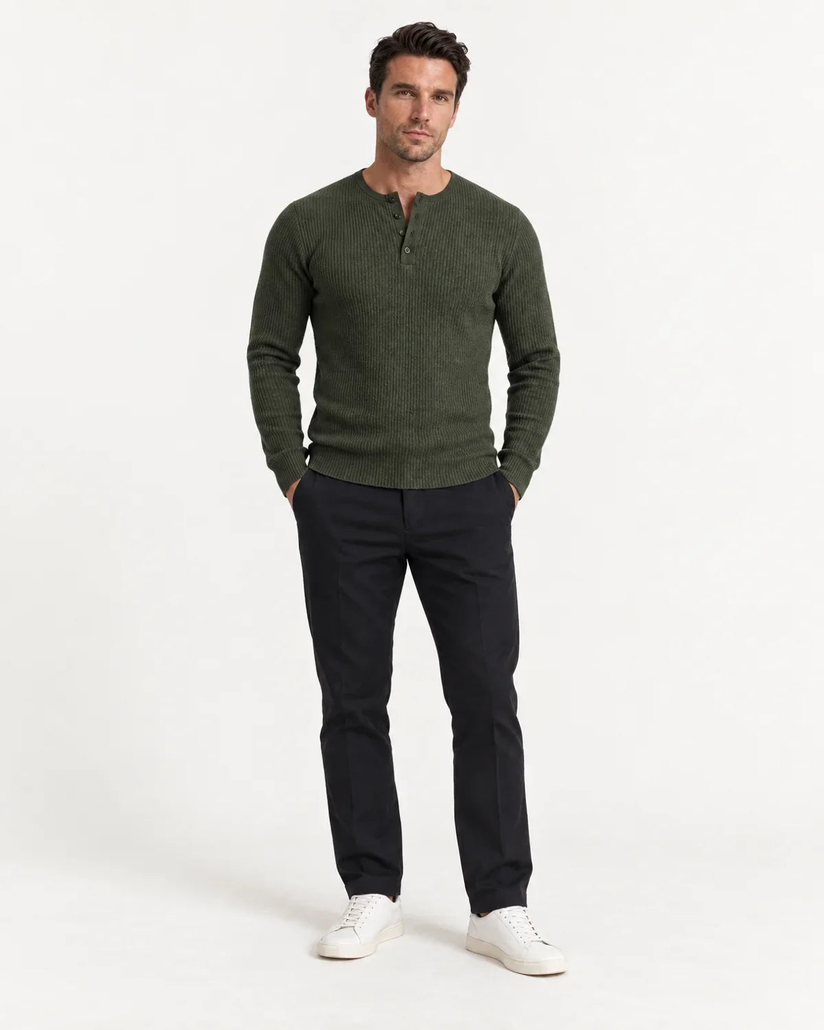 Caius | Men's Ribbed Henley Sweater