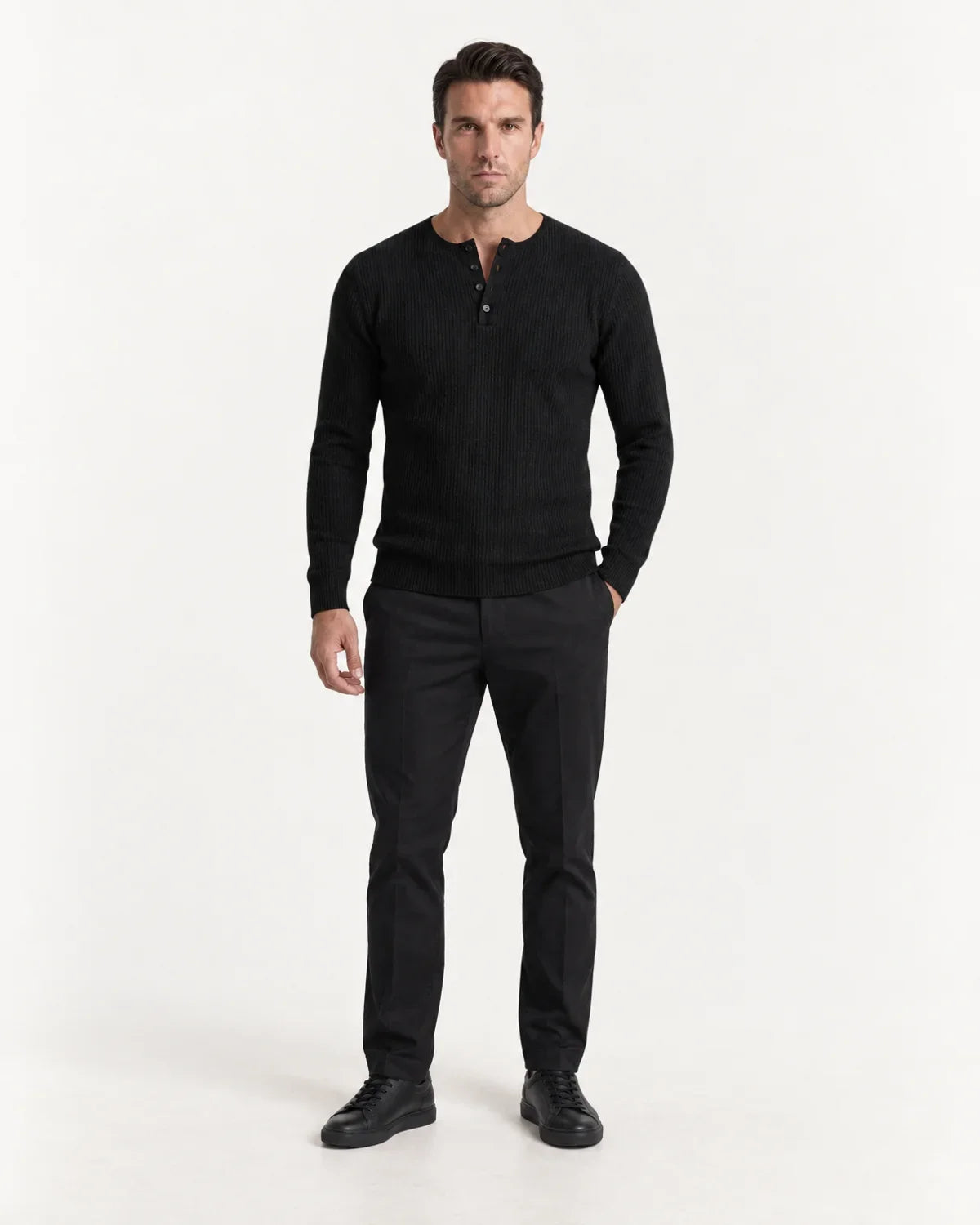Caius | Men's Ribbed Henley Sweater