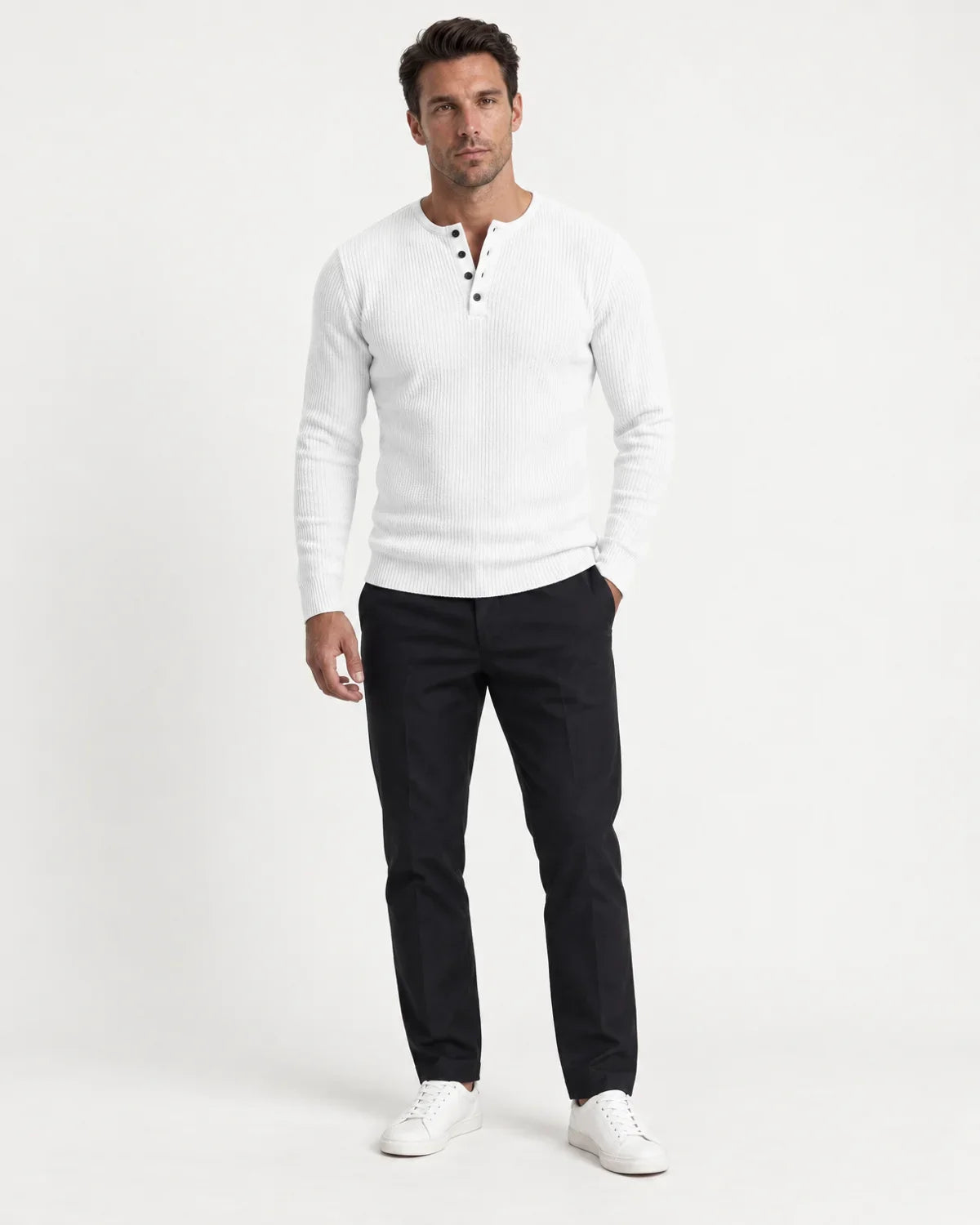 Caius | Men's Ribbed Henley Sweater