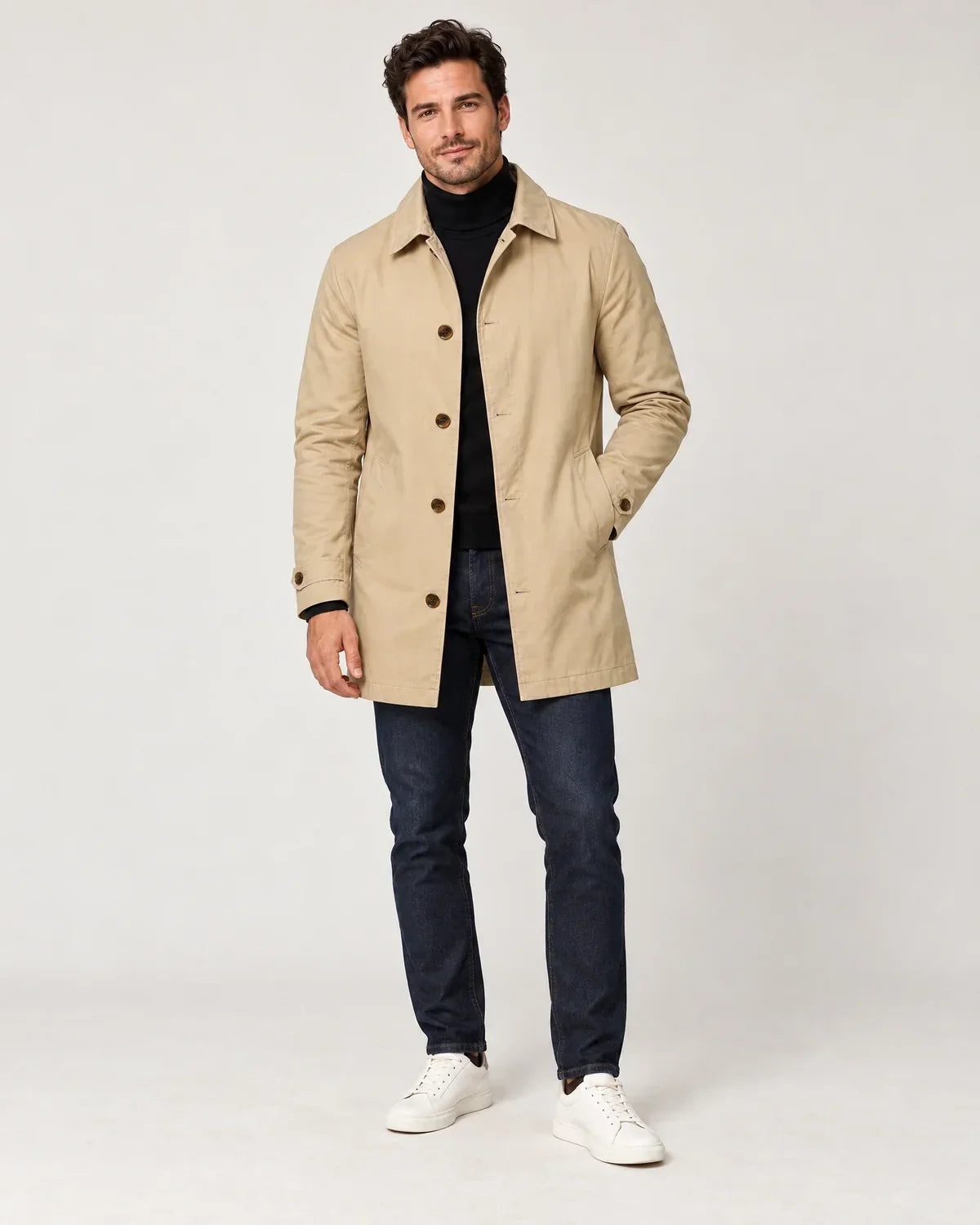 Calder | Men's Longline Tailored Coat with Button Front