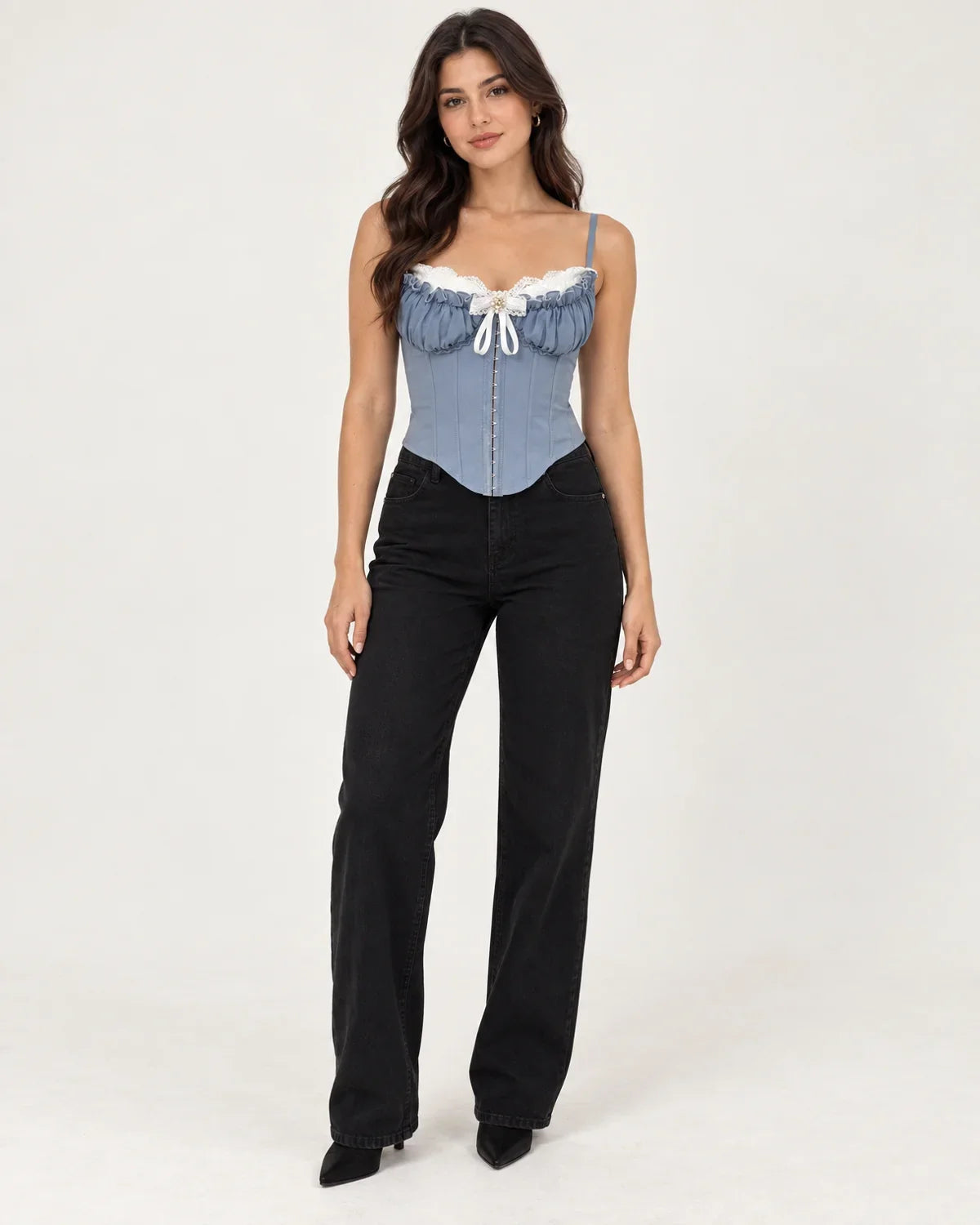Delaney | Women's Lace-Trim Corset Top