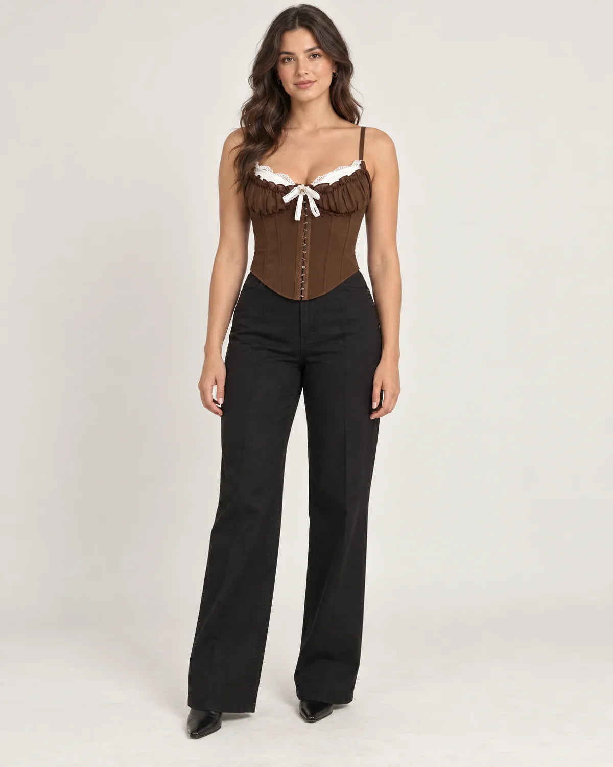 Delaney | Women's Lace-Trim Corset Top