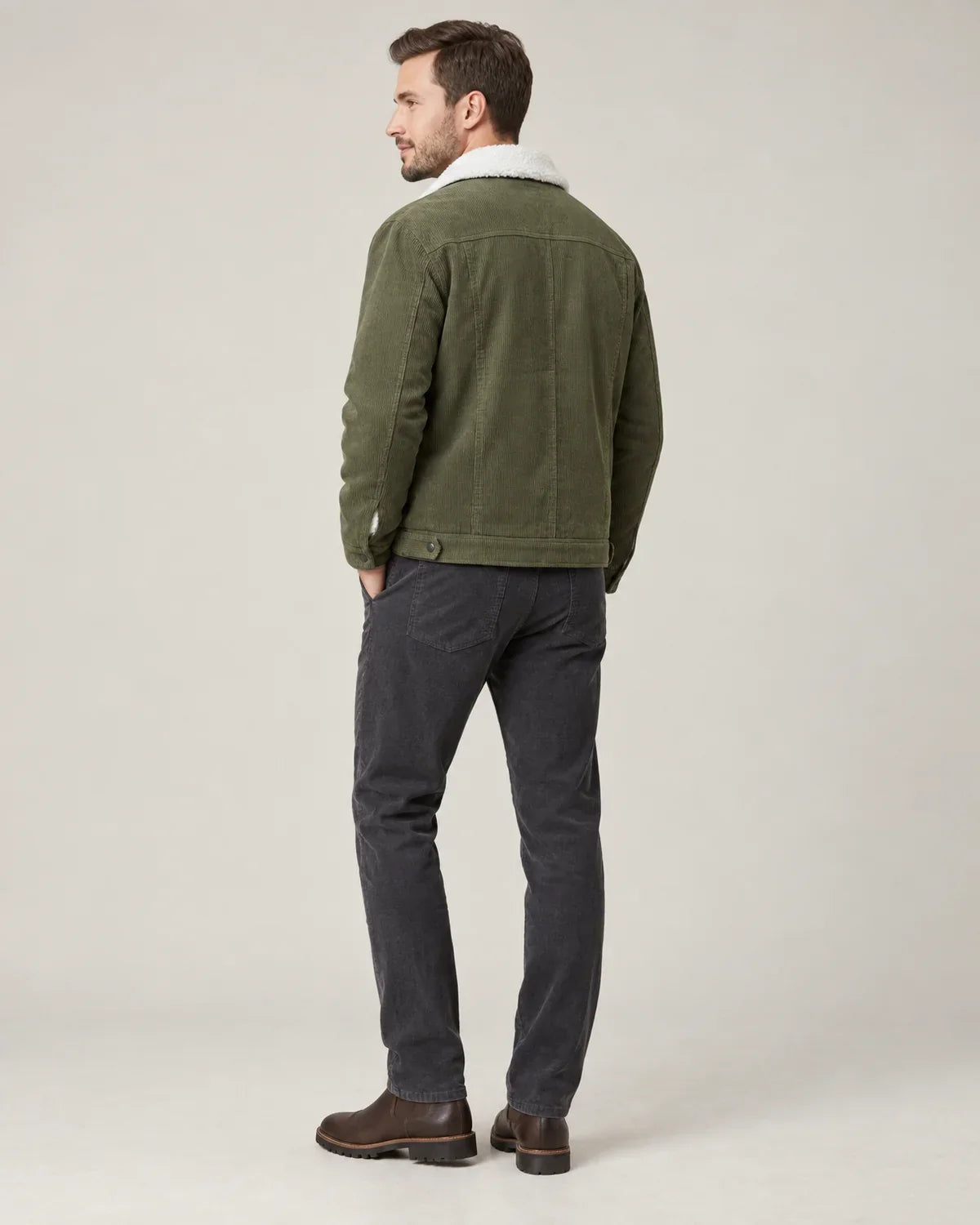 Everett | Men's Corduroy Sherpa Lined Trucker Jacket