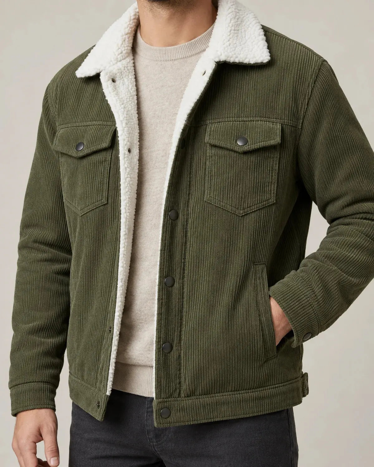 Everett | Men's Corduroy Sherpa Lined Trucker Jacket