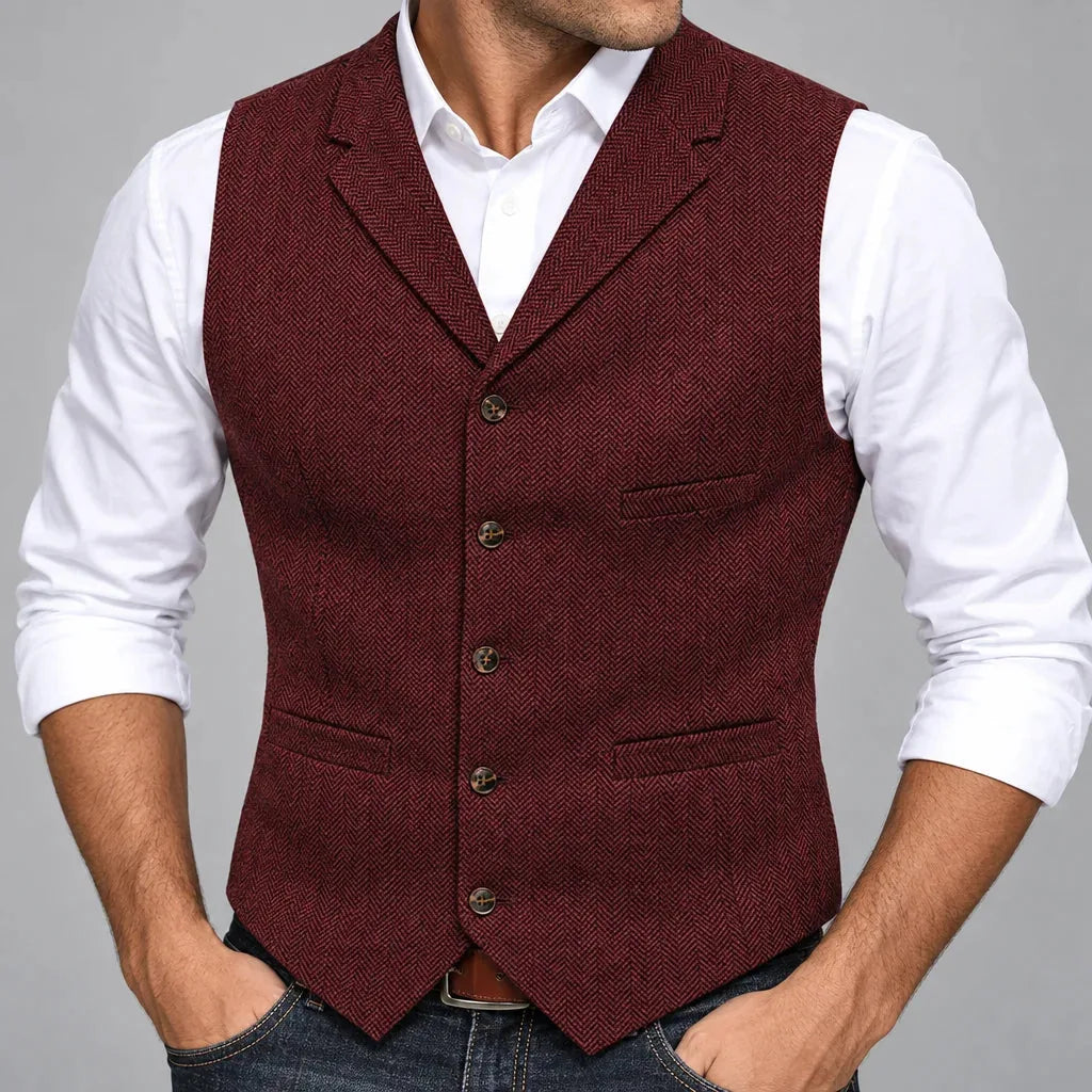 Fenwick | Men's Herringbone Tailored Waistcoat