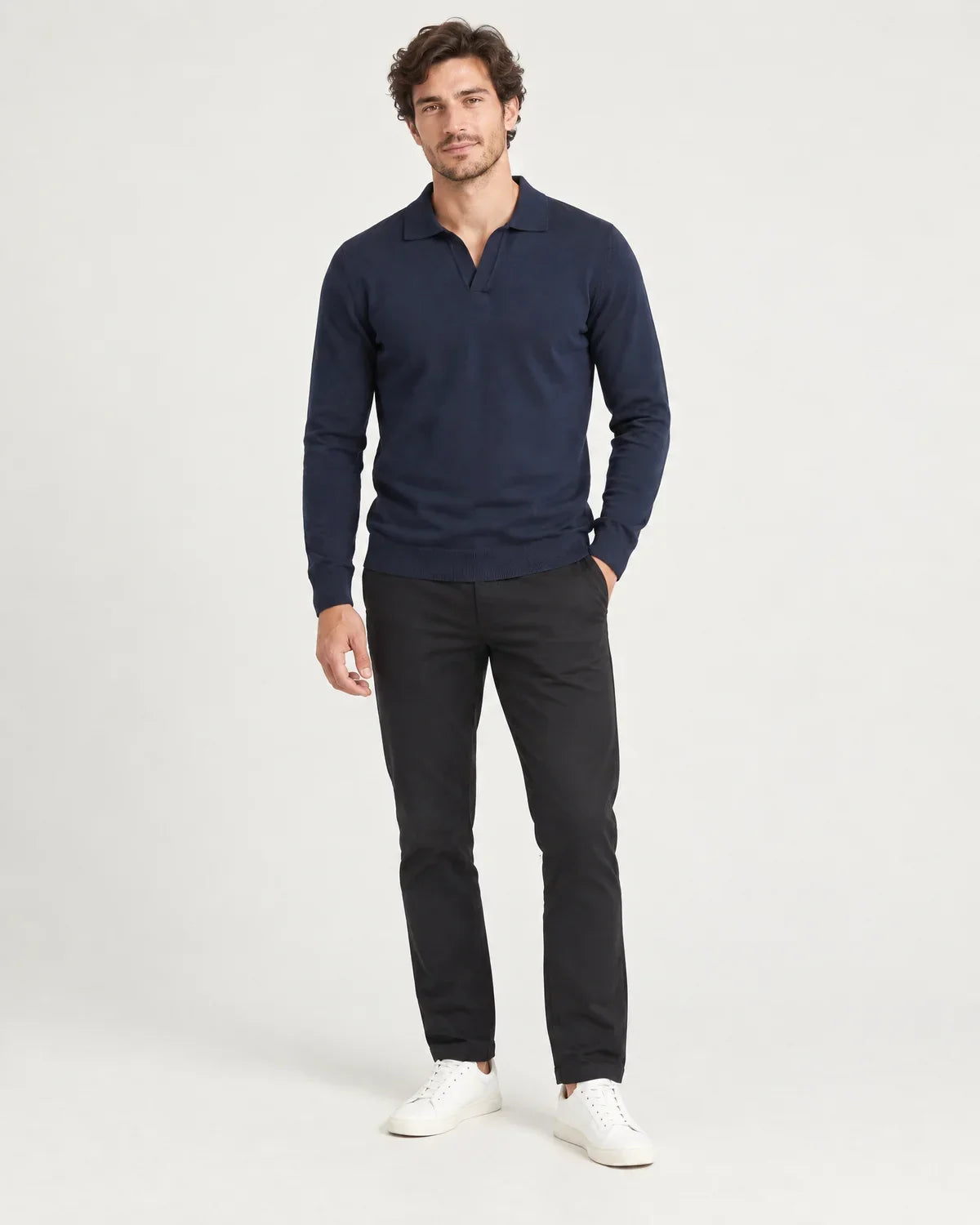 Foster | Men's Polo Sweater Long Sleeve Slim Fit