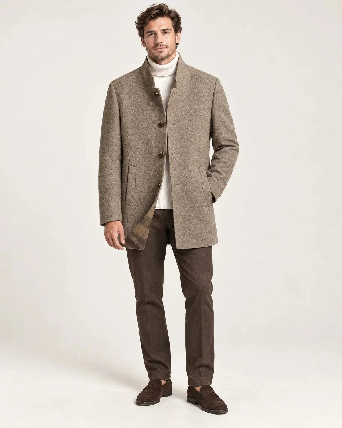 Halden | Men's Mid-Length Stand Collar Overcoat