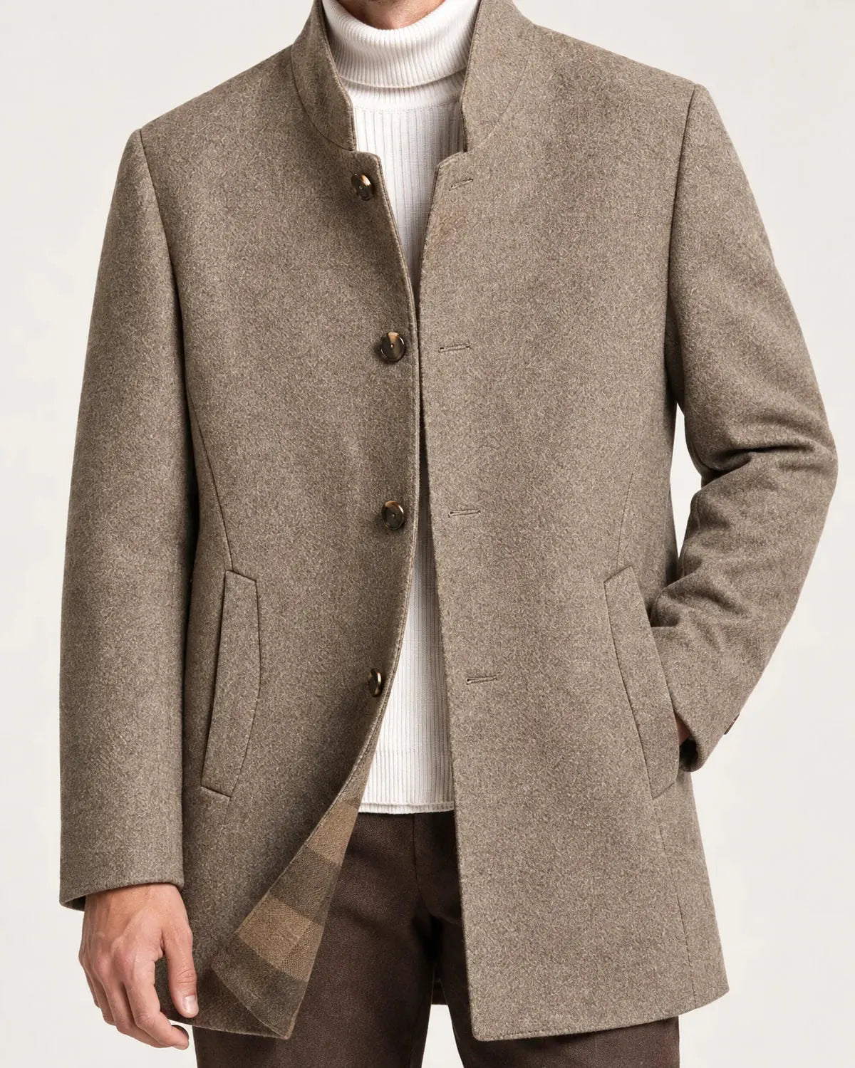 Halden | Men's Mid-Length Stand Collar Overcoat