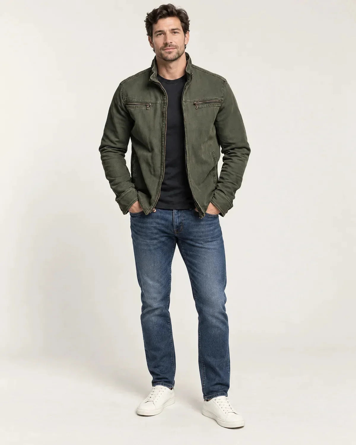 Marlow | Men's Zip-Front Bomber Jacket with Stand Collar