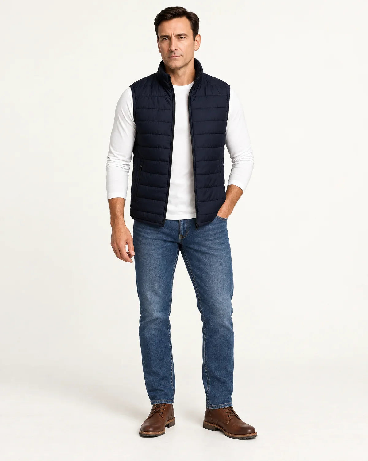 Rowan | Men's Quilted Puffer Vest with Stand Collar