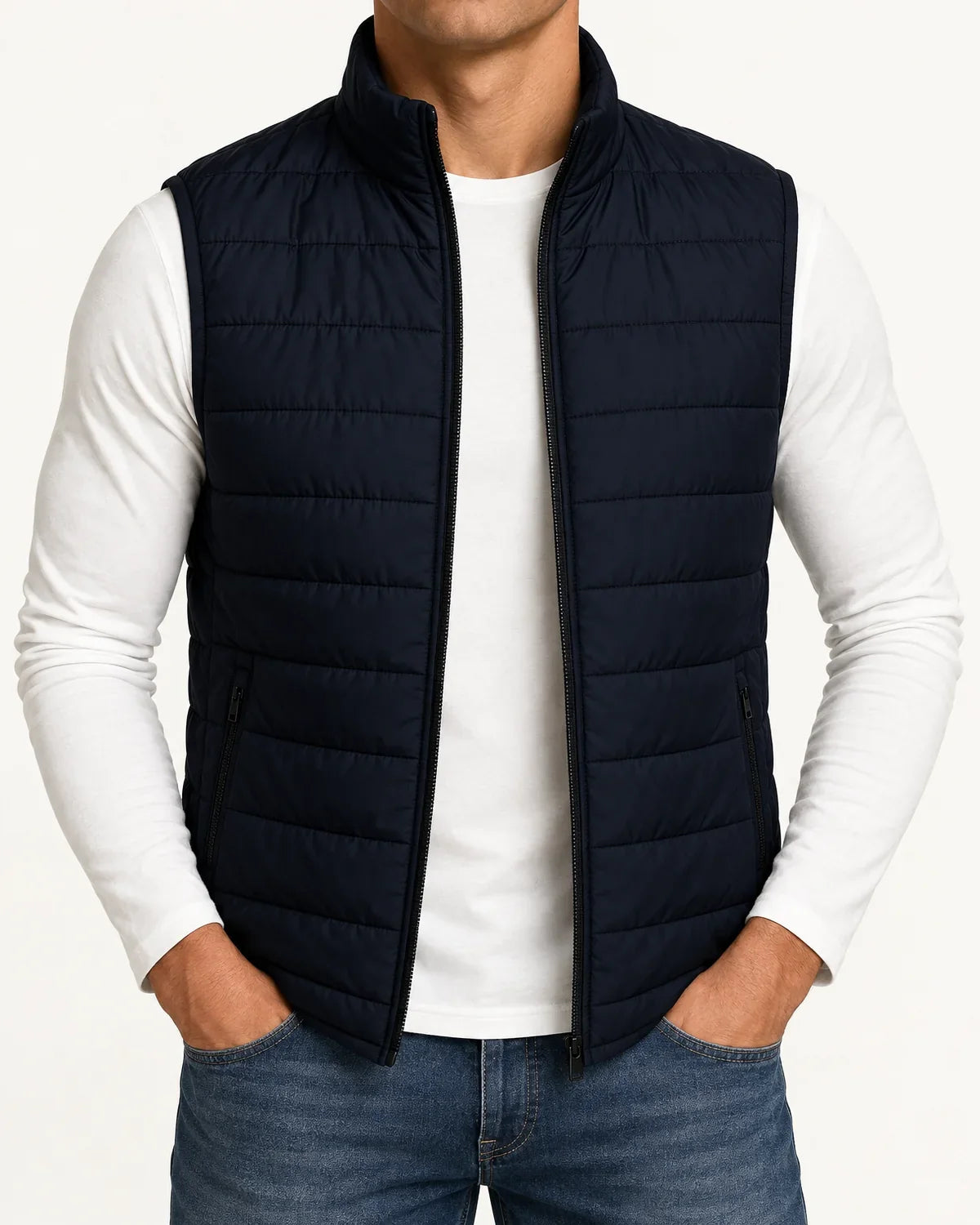Rowan | Men's Quilted Puffer Vest with Stand Collar