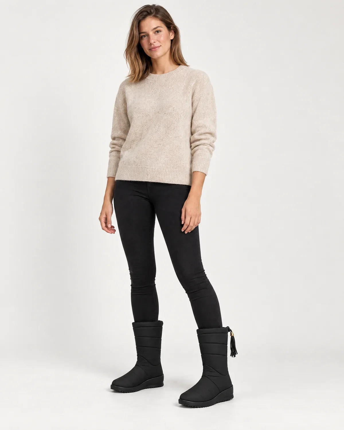 Sigrid | Women's Quilted Mid-Calf Winter Boots with Tassel Tie