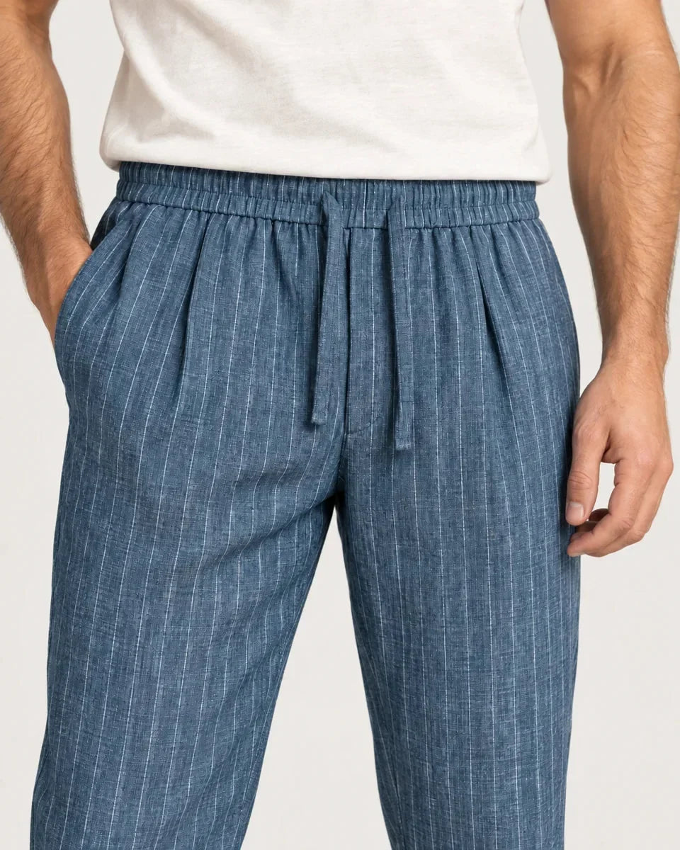 Whitfield | Men's Pinstripe Tapered Trousers with Elastic Waist