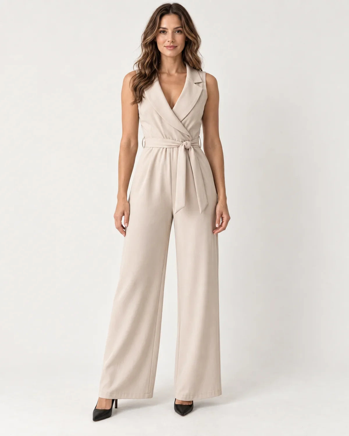 Genevieve | Women's Tailored Wrap Jumpsuit with Wide Leg