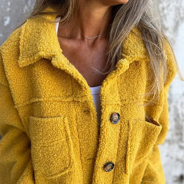 Willow | Women's Cropped Sherpa Jacket Lapel Button Up