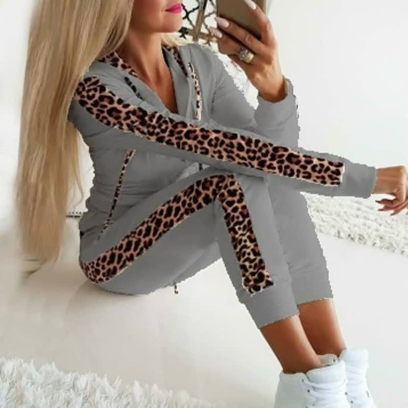 Quinn | Women's Leopard Print Sweatsuit Hoodie Set