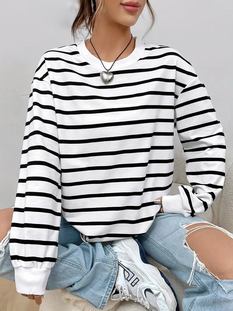 Willow | Women's Oversized Striped Crewneck Sweatshirt