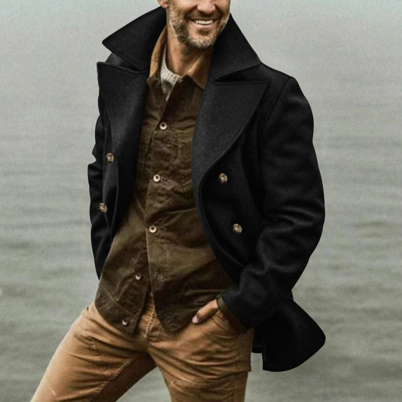 Shane | Men's Wool Blend Winter Coat Double Breasted Lapel Collar