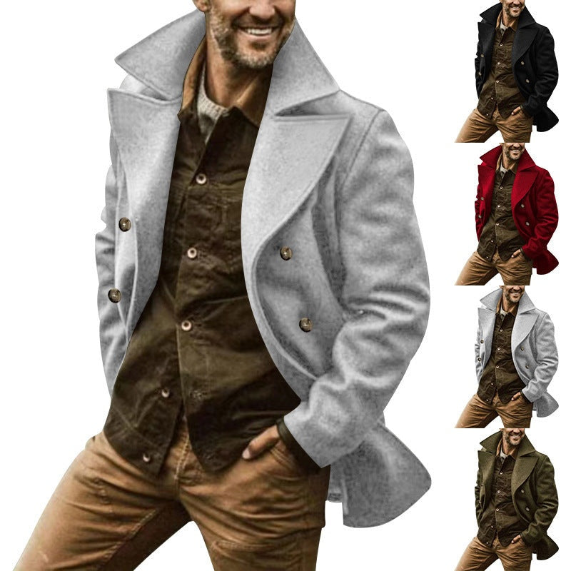 Shane | Men's Wool Blend Winter Coat Double Breasted Lapel Collar