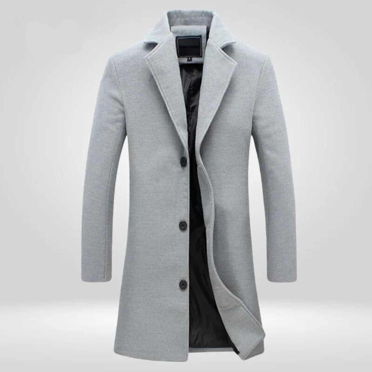 Micah | Men's Long Overcoat Wool Blend Lapel Collar Buttons